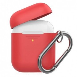 Θήκη Σιλικόνης AhaStyle PT06-F Apple AirPods Premium με Γάντζο Κόκκινο
