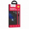 Καλώδιο σύνδεσης Hoco U76 Fresh USB σε Lightning 2.4A με Μαγνητικό Αποσπώμενο Βύσμα και LED Ένδειξη Μαύρο 1.2m