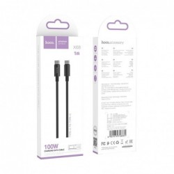 Καλώδιο σύνδεσης Hoco X68 True Color Braided USB-C σε USB-C 100W 3A  Μαύρο 1m