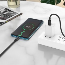 Καλώδιο σύνδεσης Hoco X68 True Color Braided USB-C σε USB-C 100W 3A  Μαύρο 1m