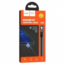 Καλώδιο σύνδεσης Hoco U76 Fresh USB σε Mircro-USB 2.4A με Μαγνητικό Αποσπώμενο Βύσμα και LED Ένδειξη Μαύρο 1.2m