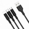 Καλώδιο σύνδεσης Hoco X25 3 σε 1 Fast Charging USB σε Micro-USB, Lightning, USB-C Μαύρο 1m