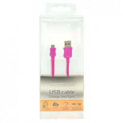 Καλώδιο σύνδεσης Κορδόνι Ancus USB σε Micro USB με Ενισχυμένες Επαφές Ρόζ