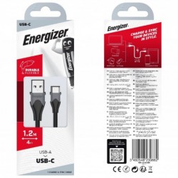 Καλώδιο Σύνδεσης Energizer Bicolor 2.4A USB-C 1.2m Μαύρο