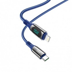 Καλώδιο Σύνδεσης Hoco S51 Extreme DP USB-C σε Lightning για Γρήγορη Φόρτιση και Οθόνη Ένδειξης Φόρτισης 20W Μπλε 1.2m