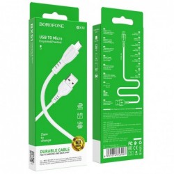 Καλώδιο σύνδεσης Borofone BX51 Triumph USB σε Micro-USB 2.4A 1μ Λευκό