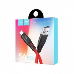 Καλώδιο σύνδεσης Κορδόνι Hoco X22 USB σε USB-C Fast Charging 5.0A Μαύρο - Κόκκινο 1m
