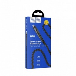 Καλώδιο σύνδεσης Hoco U78 Cotton Treasure USB σε Micro-USB Fast Charging 2.4A 1.2m  Μαύρο