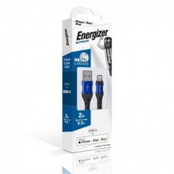 Καλώδιο σύνδεσης Energizer Metal / Braided Nylon σε Lightning Apple Certified MFI 2m Μπλέ