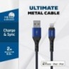 Καλώδιο σύνδεσης Energizer Metal / Braided Nylon σε Lightning Apple Certified MFI 2m Μπλέ