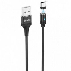 Καλώδιο σύνδεσης Hoco U76 Fresh USB σε USB-C 3.0A με Μαγνητικό Αποσπώμενο Βύσμα και LED Ένδειξη Μαύρο 1.2m