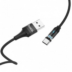 Καλώδιο σύνδεσης Hoco U76 Fresh USB σε USB-C 3.0A με Μαγνητικό Αποσπώμενο Βύσμα και LED Ένδειξη Μαύρο 1.2m