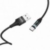 Καλώδιο σύνδεσης Hoco U76 Fresh USB σε USB-C 3.0A με Μαγνητικό Αποσπώμενο Βύσμα και LED Ένδειξη Μαύρο 1.2m