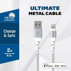 Καλώδιο σύνδεσης Energizer Metal / Braided Nylon σε Lightning Apple Certified MFI 2m Λευκό