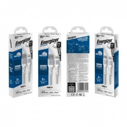 Καλώδιο σύνδεσης Energizer Metal / Braided Nylon σε Lightning Apple Certified MFI 2m Λευκό
