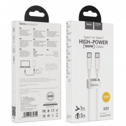Καλώδιο σύνδεσης Hoco X51 High-power USB-C σε USB-C 5.0A 100W 20V Λευκό 1m