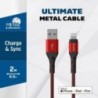 Καλώδιο σύνδεσης Energizer Metal / Braided Nylon σε Lightning Apple Certified MFI 2m Κόκκινο