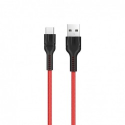 Καλώδιο σύνδεσης Hoco U31 Benay Braided με Νάυλον Κορδόνι USB σε USB-C 2.4A Κόκκινο 1,2m