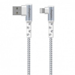 Καλώδιο σύνδεσης Energizer 90° Metal / Braided Nylon 2.0A  USB σε Lightning Apple Certified MFI 2m  Λευκό