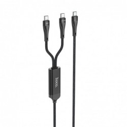 Καλώδιο σύνδεσης Hoco U102 Super 100W 2 σε 1 USB-C σε 2χUSB-C για Γρήγορη Φόρτιση 20V/5A Μαύρο 1.2m