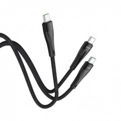 Καλώδιο σύνδεσης Hoco U102 Super 100W 2 σε 1 USB-C σε 2χUSB-C για Γρήγορη Φόρτιση 20V/5A Μαύρο 1.2m