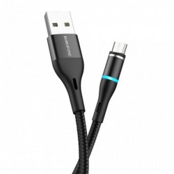 Καλώδιο σύνδεσης Borofone BU16 Skill USB σε Micro-USB με Μαγνητικό Αποσπώμενο Βύσμα Μεταλλικό Μαύρο 1μ