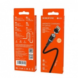 Καλώδιο σύνδεσης Borofone BU16 Skill USB σε Lightning με Μαγνητικό Αποσπώμενο Βύσμα Μεταλλικό Μαύρο 1μ