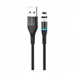 Καλώδιο σύνδεσης Borofone BU16 Skill USB σε Lightning με Μαγνητικό Αποσπώμενο Βύσμα Μεταλλικό Μαύρο 1μ