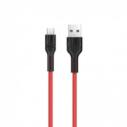 Καλώδιο σύνδεσης Hoco U31 Benay Braided με Νάυλον Κορδόνι USB σε Micro-USB 2.4A Κόκκινο 1,2m