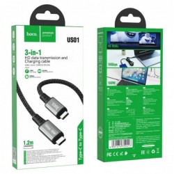 Καλώδιο σύνδεσης Hoco US01 USB3.1 GEN2 10Gbps 100W Super-Speed USB-C σε USB-C 3.0A  1,2m Μαύρο