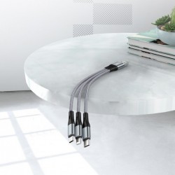 Καλώδιο σύνδεσης Hoco X47 Harbor 3 σε 1 USB σε Micro-USB, Lightning, USB-C 2.4A Γκρι 0.25m