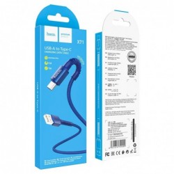Καλώδιο σύνδεσης Hoco X71 Especial 3A USB σε USB-C με Εύκαμπτο Βύσμα και Braided Καλώδιο Μπλέ 1m