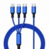 Καλώδιο Σύνδεσης και Φόρτισης Ancus Flow Plus E54 USB-C 3 σε 1 Micro-USB, USB-C, Lightning 3.0A με Braided Καλώδιο Μπλε 1μ.