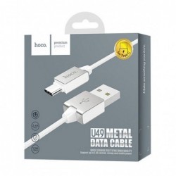 Καλώδιο σύνδεσης Κορδόνι Hoco U49 USB σε USB-C με Ενισχυμένες Μεταλλικές Επαφές 1.2m Λευκό