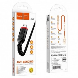 Καλώδιο σύνδεσης Hoco X59 Victory USB σε Micro USB 2.4A με Εύκαμπτο Βύσμα και Braided Καλώδιο Μαύρο 1m