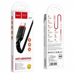 Καλώδιο σύνδεσης Hoco X59 Victory USB σε USB-C 2.4A με Εύκαμπτο Βύσμα και Braided Καλώδιο Μαύρο 1μ