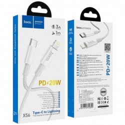 Καλώδιο σύνδεσης Κορδόνι Hoco X56 New Original USB-C σε Lightning 3.0A PD 20W Λευκό 1m