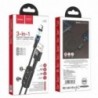 Καλώδιο σύνδεσης U98 Sunway 3 σε 1 Magnetic USB σε Micro-USB, Lightning, USB-C Braided 2.4A Μαύρο 1,2 m