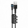 Καλώδιο σύνδεσης U98 Sunway 3 σε 1 Magnetic USB σε Micro-USB, Lightning, USB-C Braided 2.4A Μαύρο 1,2 m