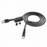 Καλώδιο σύνδεσης U98 Sunway 3 σε 1 Magnetic USB σε Micro-USB, Lightning, USB-C Braided 2.4A Μαύρο 1,2 m