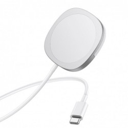 Ασύρματος Φορτιστής Hoco CW35 Core Magnetic Magsafe 7.5W με καλώδιο USB-C 1m Ασημί