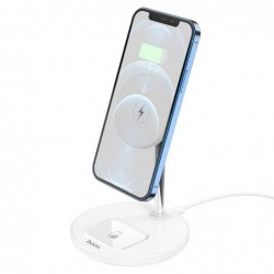 Επιτραπέζια Βάση Ασύρματης Φόρτισης Hoco S23 Volant 5V / 3A έως 15W  με Αποσπώμενο Καλώδιο USB-C 1μ Λευκό