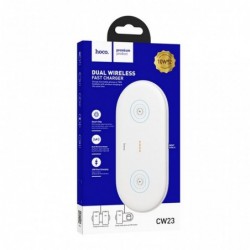 Επιτραπέζια Βάση Ασύρματης Φόρτισης Hoco CW23 Dual Power Fast Charger Με Δυνατότητα Φόρτισης Δυο Συσκευών Λευκό