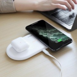 Επιτραπέζια Βάση Ασύρματης Φόρτισης Hoco CW23 Dual Power Fast Charger Με Δυνατότητα Φόρτισης Δυο Συσκευών Λευκό