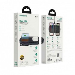 Wireless Charger Borofone BQ7 Prominent Διπλή Φόρτιση Συνολικής Ισχύς 18W για Qi Συσκευές Μαύρο