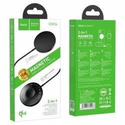 Επιτραπέζια Βάση Ασύρματης Φόρτισης Hoco CW34 Soarer Magnetic 15W 12V/1.5A Μαύρο2 σε 1 για Apple Watch και Magsafe