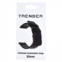 Ανταλλακτικό Λουράκι Trender TR-GLP22BK Leather Plain 22mm Μαύρο