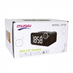 Φορητό Ηχείο Bluetooth Musky DY39 5W με Ξυπνητήρι, Ραδιόφωνο, Ανοιχτή Ακρόαση και Υποδοχή USB, AUX, Κάρτα Μνήμης