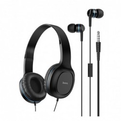 Ακουστικά Stereo Hoco W24 Enlighten Μπλέ με Μικρόφωνο και επιπλέον ακουστικά 3.5mm