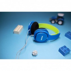 Ακουστικά Stereo Philips On-Ear Kids SHK2000BL/00 32mm Μπλέ-Πράσινο με Έλεγχο Έντασης ¨Ηχου και Αποσπώμενα Ακουστικά